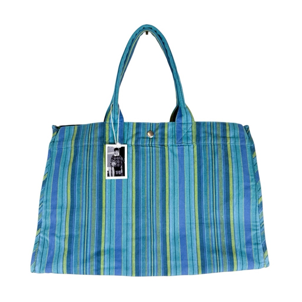 NWT Quilted Koala East‎ West Bag Happy Blue Stripes Large Tote Bag